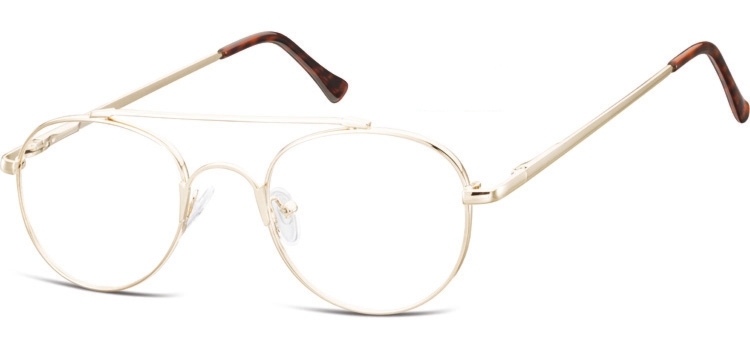 Okulary oprawki okrągłe zerówki metalowe korekcyjne 785C złote