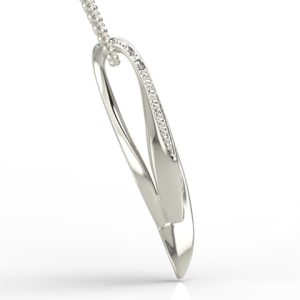 Wisiorek z białego złota z granatem i diamentami LPW-60B