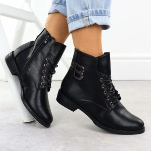 Botki damskie ocieplane workery czarne Jezzi ASA62-119