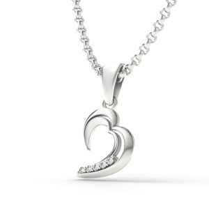 Wisiorek w kształcie serca z białego złota z diamentami APW-26B