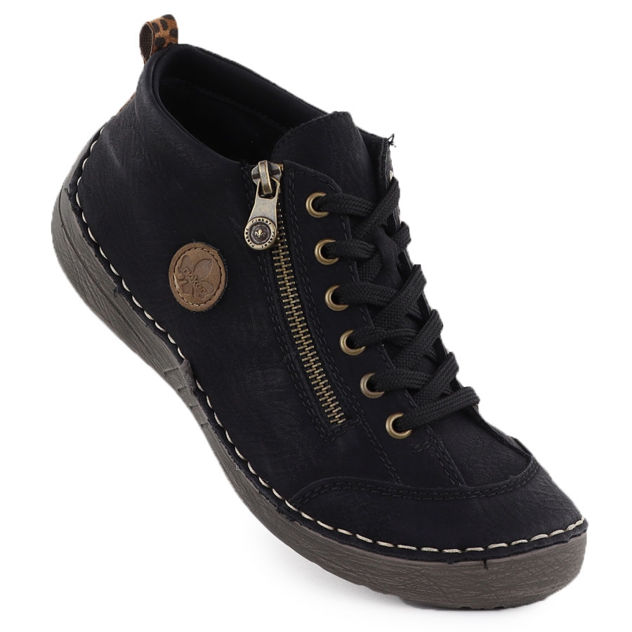 Botki damskie komfortowe czarne Rieker 52514-00