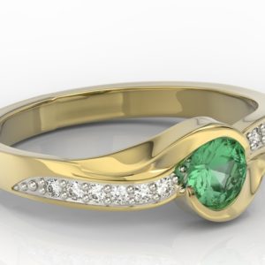 Pierścionek z żółtego złota ze szmaragdem i diamentami model AP-6139Z-R