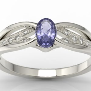 Pierścionek z białego złota z tanzanitem i diamentami LP-39B