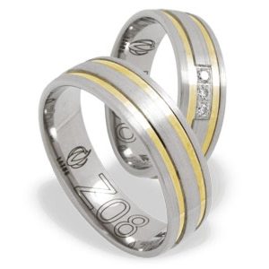 Obrączka z żółtego i białego złota palladowego ŁZ-08ZB-EXTRA light-m