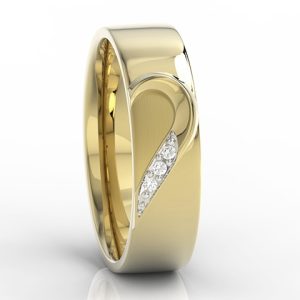 Obrączka damska z żółtego złota z diamentami OB-01Z-R