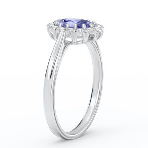 Pierścionek markiza z białego złota z tanzanitem i diamentami 0,21 ct wzór BP-12B