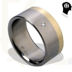 Pierścień z tytanu HADRYŚ "Sabina biczowana" 0,03 ct H/Si