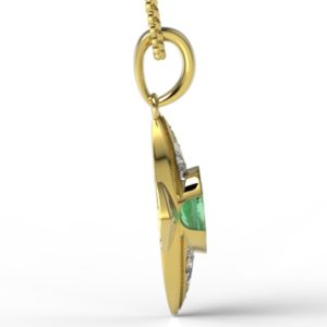 Wisiorek z żółtego złota ze szmaragdem i diamentami APW-80Z-R