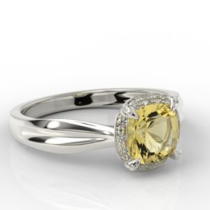 Pierścionek z białego złota z cytrynem i brylantami AP-45B