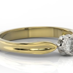 Pierścionek zaręczynowy w kształcie konwalii AP-4016ZB z żółtego i białego złota z brylantem.