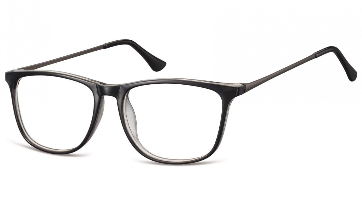 Okulary oprawki korekcyjne Nerdy zerówki Sunoptic CP142A czarne + przezroczyste