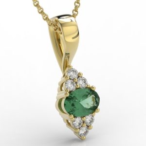 Wisiorek z żółtego złota ze szmaragdem i diamentami LPW-88Z