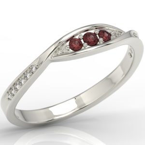 Pierścionek z białego złota z granatami i brylantami AP-97B