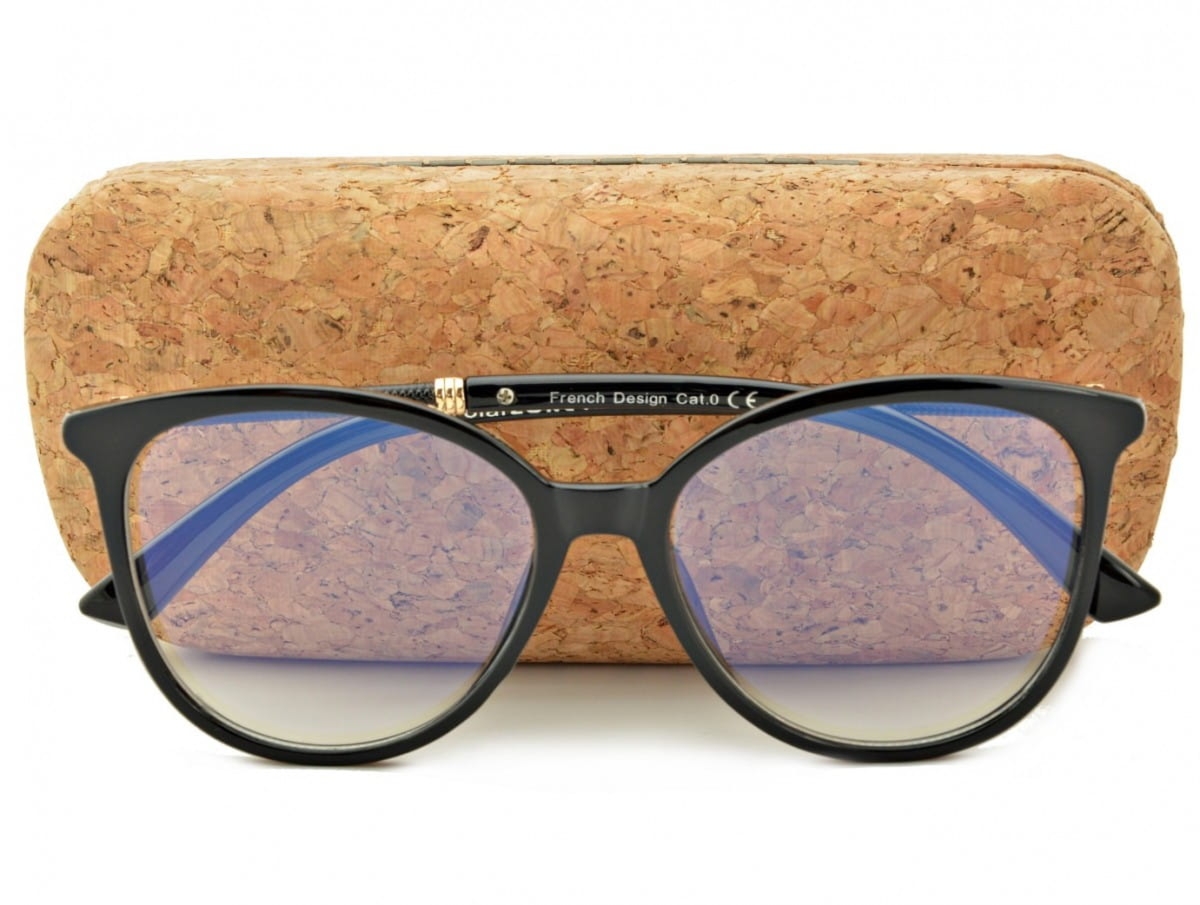 Okulary Kocie Oczy Korekcyjne z Antyrefleksem Zerówki POL-BLF-817K