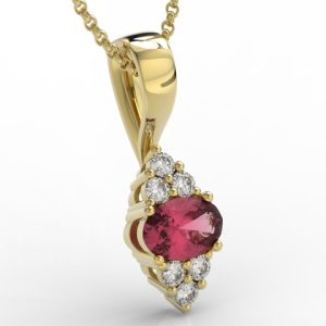 Wisiorek z żółtego złota z rubinem i diamentami LPW-88Z