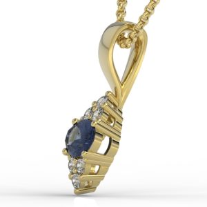 Wisiorek z żółtego złota z szafirem i diamentami LPW-88Z
