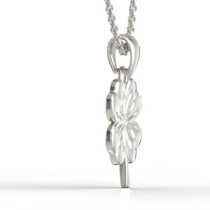 Wisiorek z białego złota w kształcie koniczynki BP-19B-mały