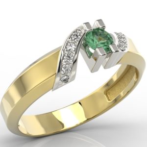 Pierścionek z żółtego i białego złota ze szmaragdem i diamentami JP-66ZB