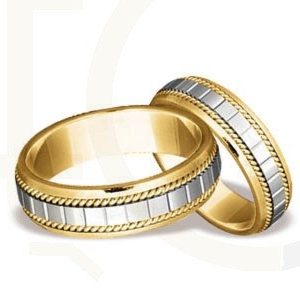 Obrączki ślubne z żółtego i białego złota (para) ST-68ZB