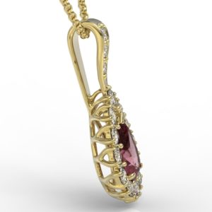 Wisiorek z żółtego złota z rubinem i diamentami APW-29Z-R