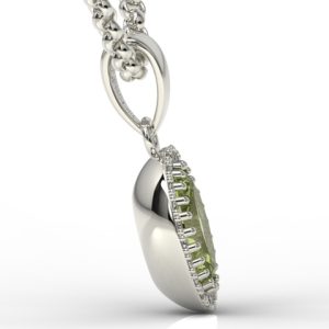 Wisiorek z białego złota z oliwinem i diamentami APW-49B