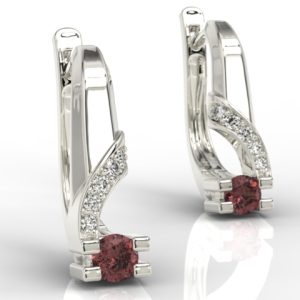 Kolczyki z białego złota z granatami i diamentami JPK-66B