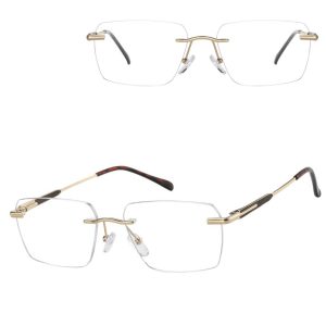 Bezramkowe oprawki korekcyjne okulary zerówki patentki na teleskopach 869A złoty/brązowy