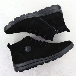 Skórzane botki damskie zamszowe czarne Rieker Z0022-00