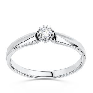 Pierścionek zaręczynowy z białego złota z brylantem BP-2110B