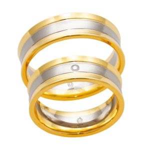 Obrączka z żółtego i białego złota palladowego ŁS-14ZB-k