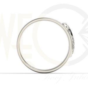 Obrączki ślubne z białego złota palladowego z sercem w damskiej diamenty (para) OB-01B-D