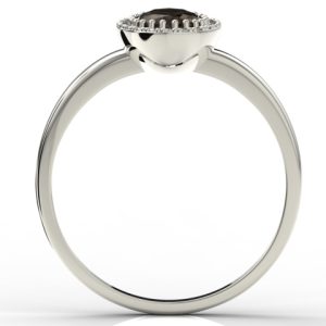 Pierścionek z białego złota z kwarcem dymnym i diamentami AP-49B