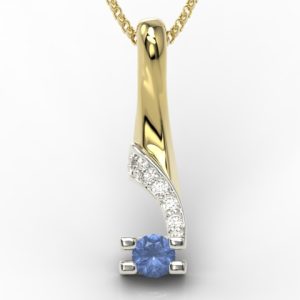Wisiorek z żółtego i białego złota z szafirem i diamentami JPW-66ZB