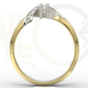 Zestaw: pierścionek, kolczyki i wisiorek z żółtego i białego złota z diamentami JP-66ZB-ZEST