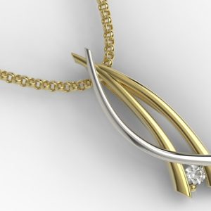 Wisiorek z żółtego i białego złota z diamentem APW-72ZB