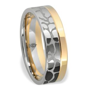 Obrączka z białego palladowego i żółtego złota ŁN-01BZ-k