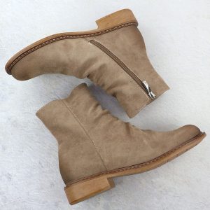 Botki zamszowe damskie marszczone brązowe Potocki Z25-SZ12716