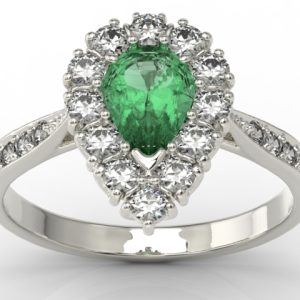 Pierścionek z białego złota ze szmaragdem i diamentami 0,48 ct wzór AP-29B