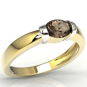 Pierścionek z żółtego i białego złota z kwarcem dymnym AP-67ZB-KWA