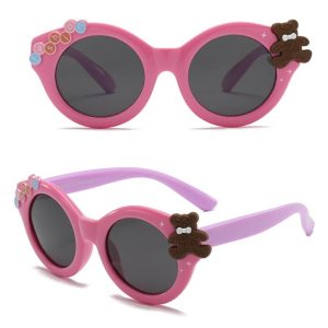 Dziecięce 3-6 lat gumowe okulary przeciwsłoneczne polaryzacyjne POL-JR-68E róż/fiolet