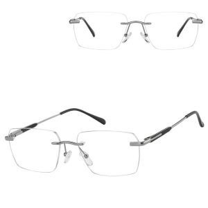 Bezramkowe oprawki korekcyjne okulary zerówki patentki na teleskopach 869B srebrny/czarny
