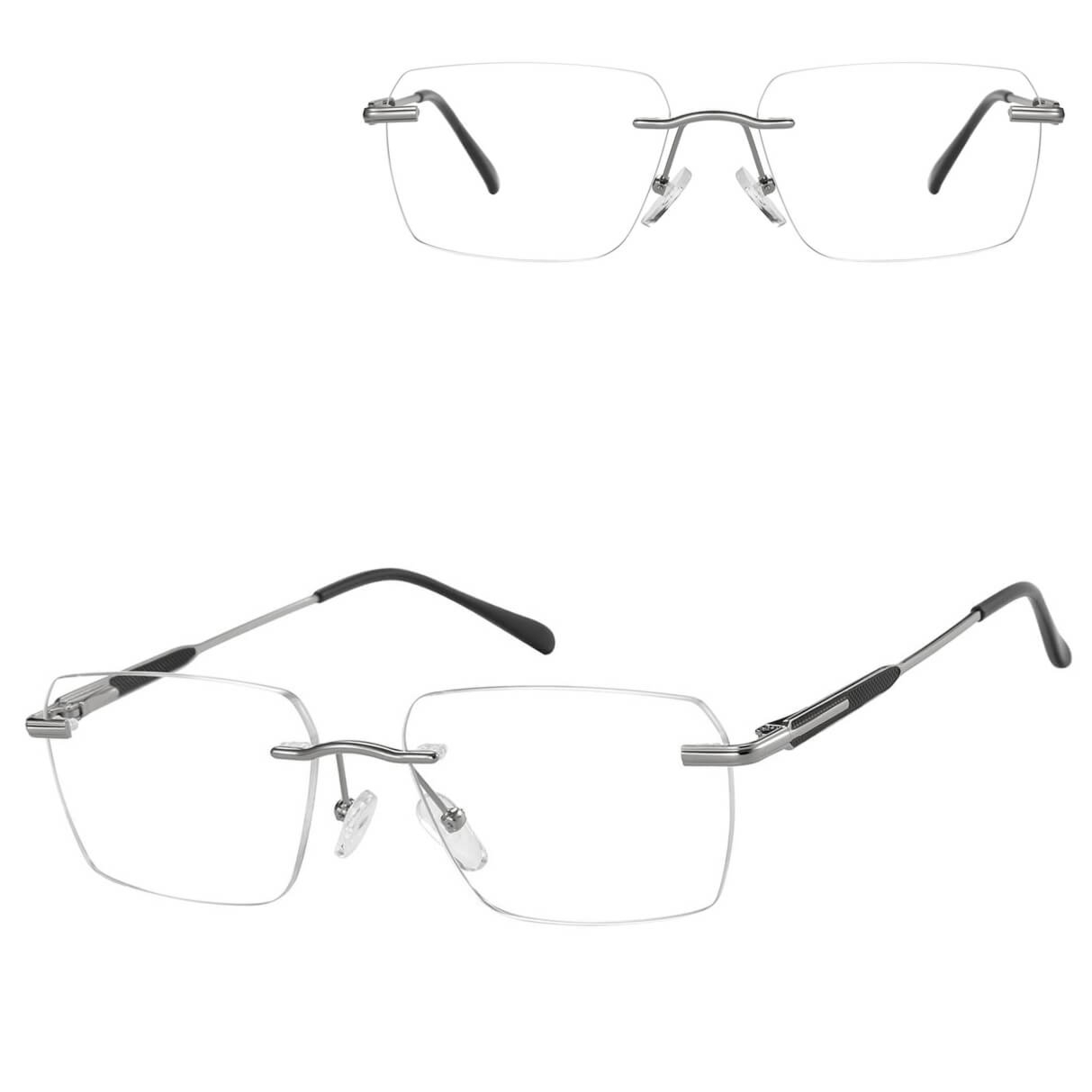 Bezramkowe oprawki korekcyjne okulary zerówki patentki na teleskopach 869B srebrny/czarny