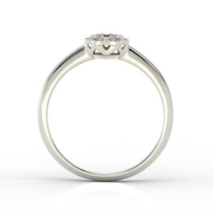 Pierścionek z białego złota z granatem i diamentami JP-87B