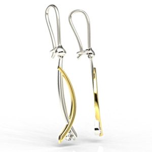 Kolczyki z białego i żółtego złota z diamentami APK-72BZ