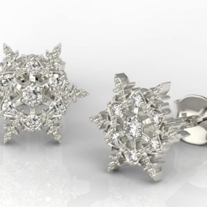 Kolczyki śnieżynki z białego złota z diamentami LPK-8609B