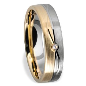 Obrączka z żółtego i białego złota palladowego ŁN-13ZB-k-PAL
