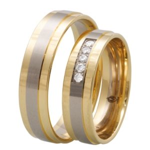 Obrączka z żółtego i białego złota palladowego ŁZ-01ZB-light-k