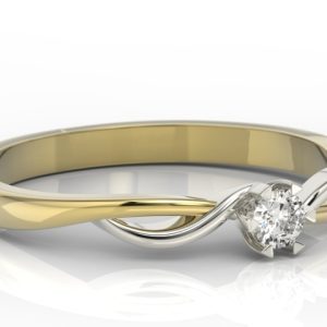 Pierścionek zaręczynowy z żółtego i białego złota z brylantem AP-8710ZB