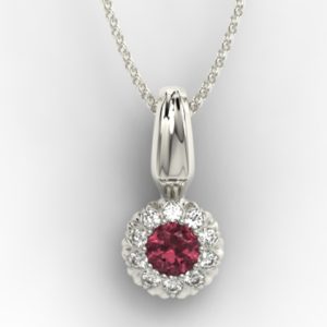 Wisiorek z białego złota APW-42B-C z rubinem i cyrkoniami