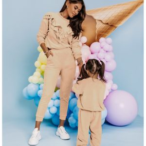 Welurowy dres dziecięcy - WILLY - beżowy